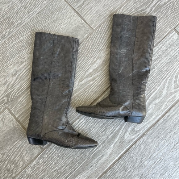 ANDREA PFISTER Vintage Animal Textured Knee Boots Sz 7 - Picture 1 of 7